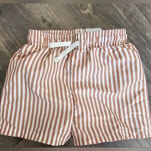 H&M Vintage Print Swimshorts In Dusty Pink/Stripe
